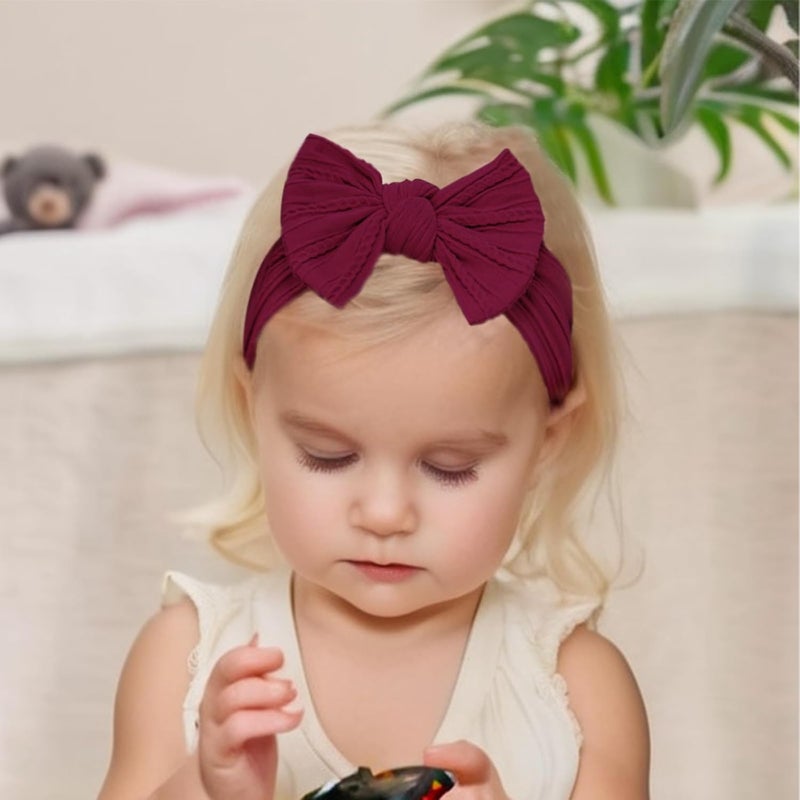 Fecawd 6PCS Baby Headbands, Girls Headbands with Bows, Soft Stretchy Nylon Hair Bands Hair Accessories for Newborn Infant Toddler - Image 4